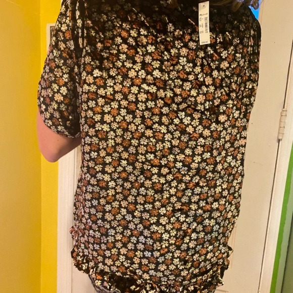 NWT Madewell|| Velvet Tulip-Sleeve Ruffle Top in Petite Blooms Size Small - Picture 5 of 8